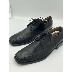Chaps Mens Oxford Dress Shoes Size 13M Black Almond Toe Lace Up Leather Good Con